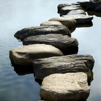 Stepping stones in water